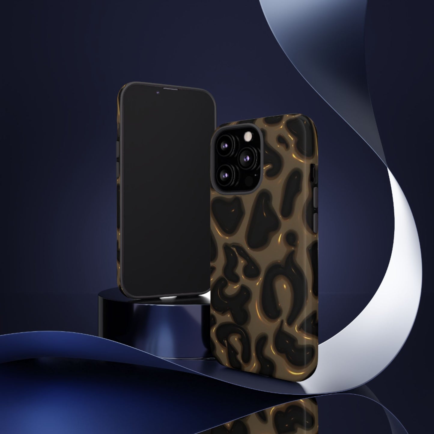 Leopard Gloss Tough Phone Case — Durable Protective iPhone Cover with Glossy Brown Animal Print