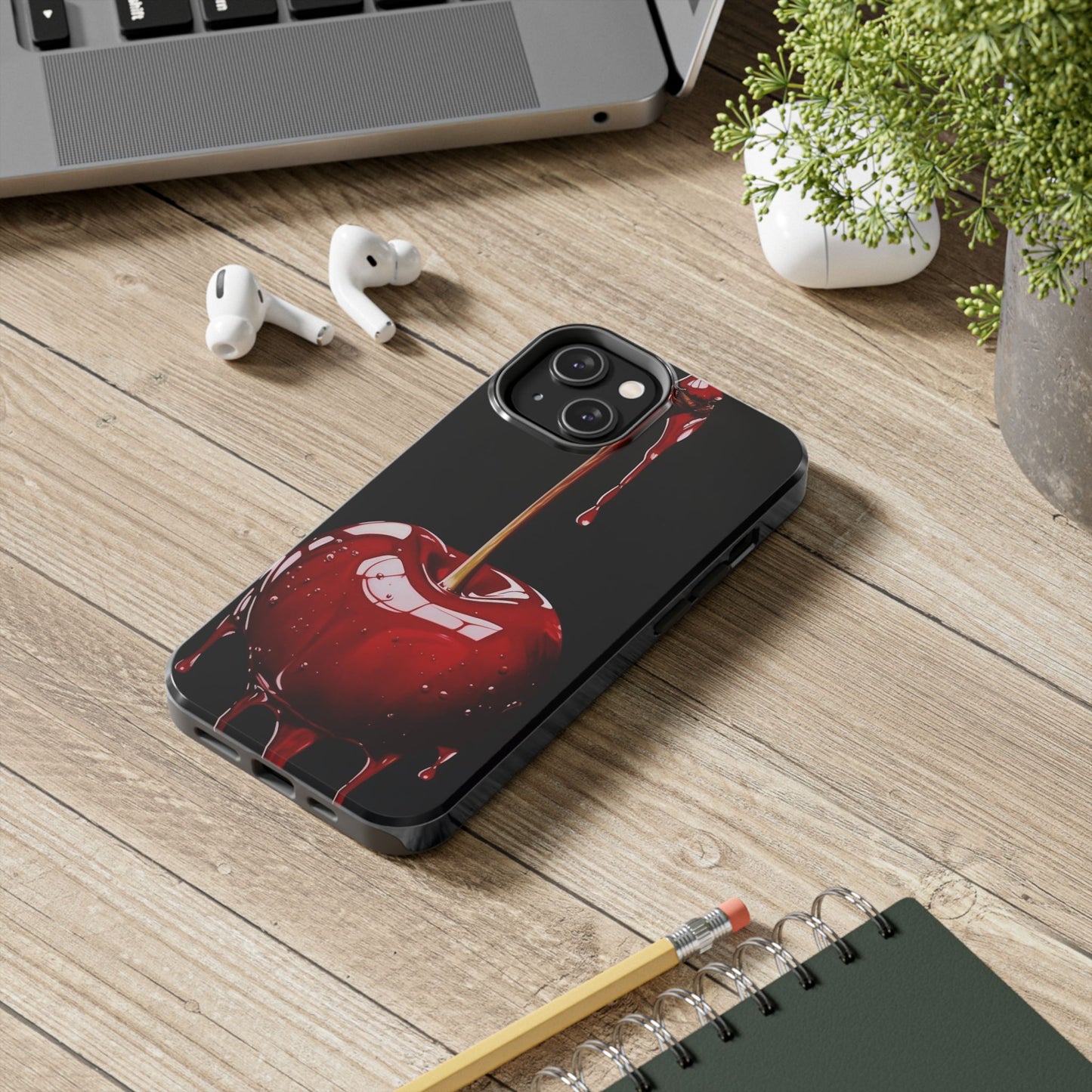 Dripping Cherry Tough Phone Case - Stylish Protection for Your Device