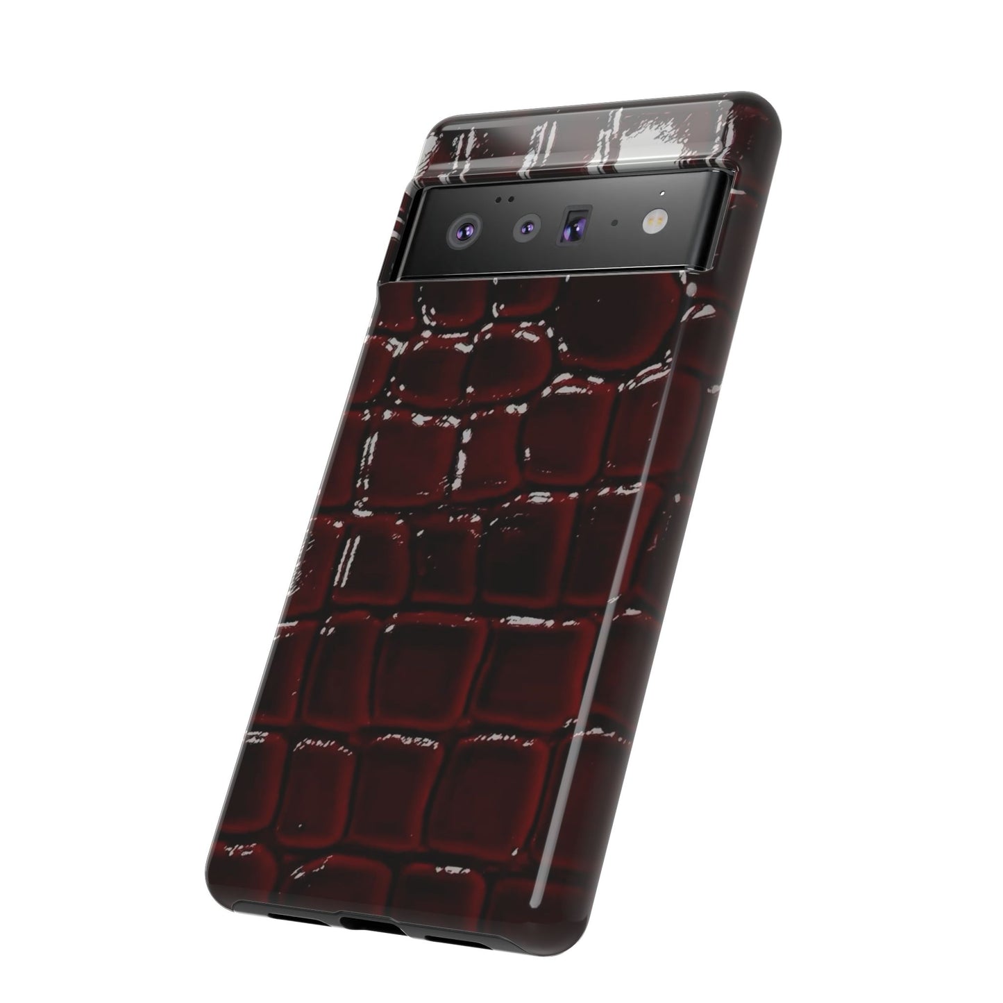 Croc Embossed Burgundy Tough Phone Case