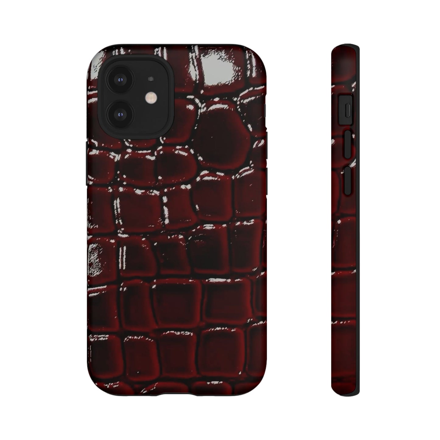 Croc Embossed Burgundy Tough Phone Case