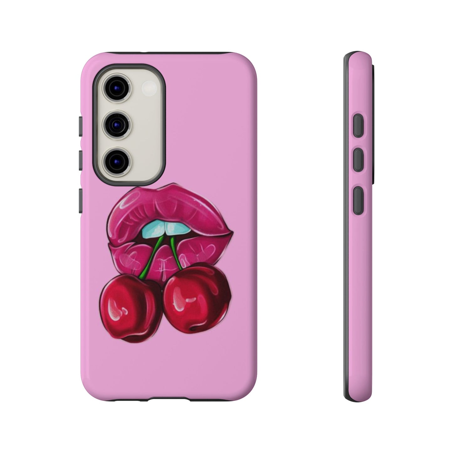 Stylish Phone Case with Cherry Kiss Design, Cute Gift for Her, Trendy Mobile Accessory, Perfect for Birthdays, Valentine's Day, Everyday Use