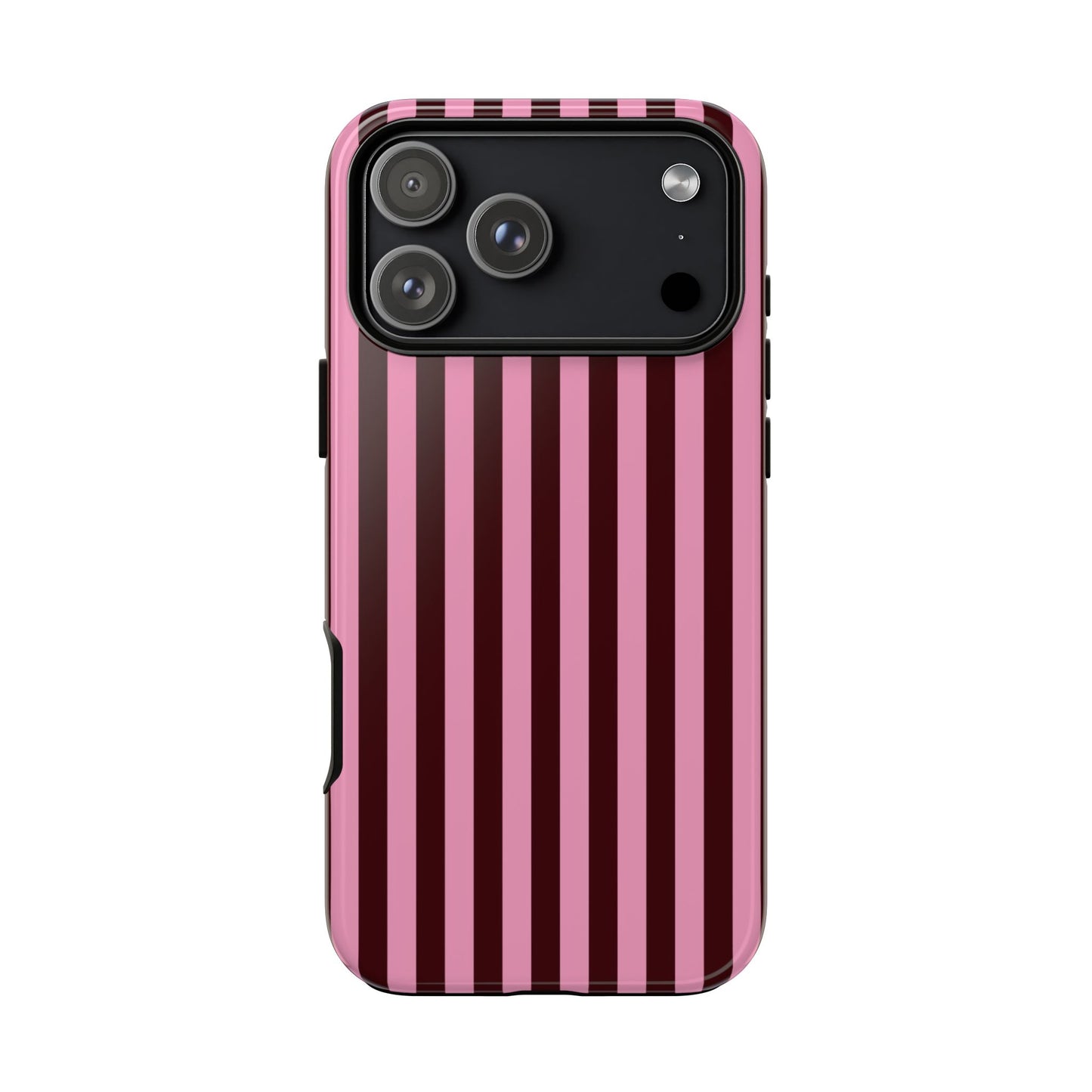 Striped Pink & Burgundy Tough Phone Case — Durable Vertical Stripe Protection