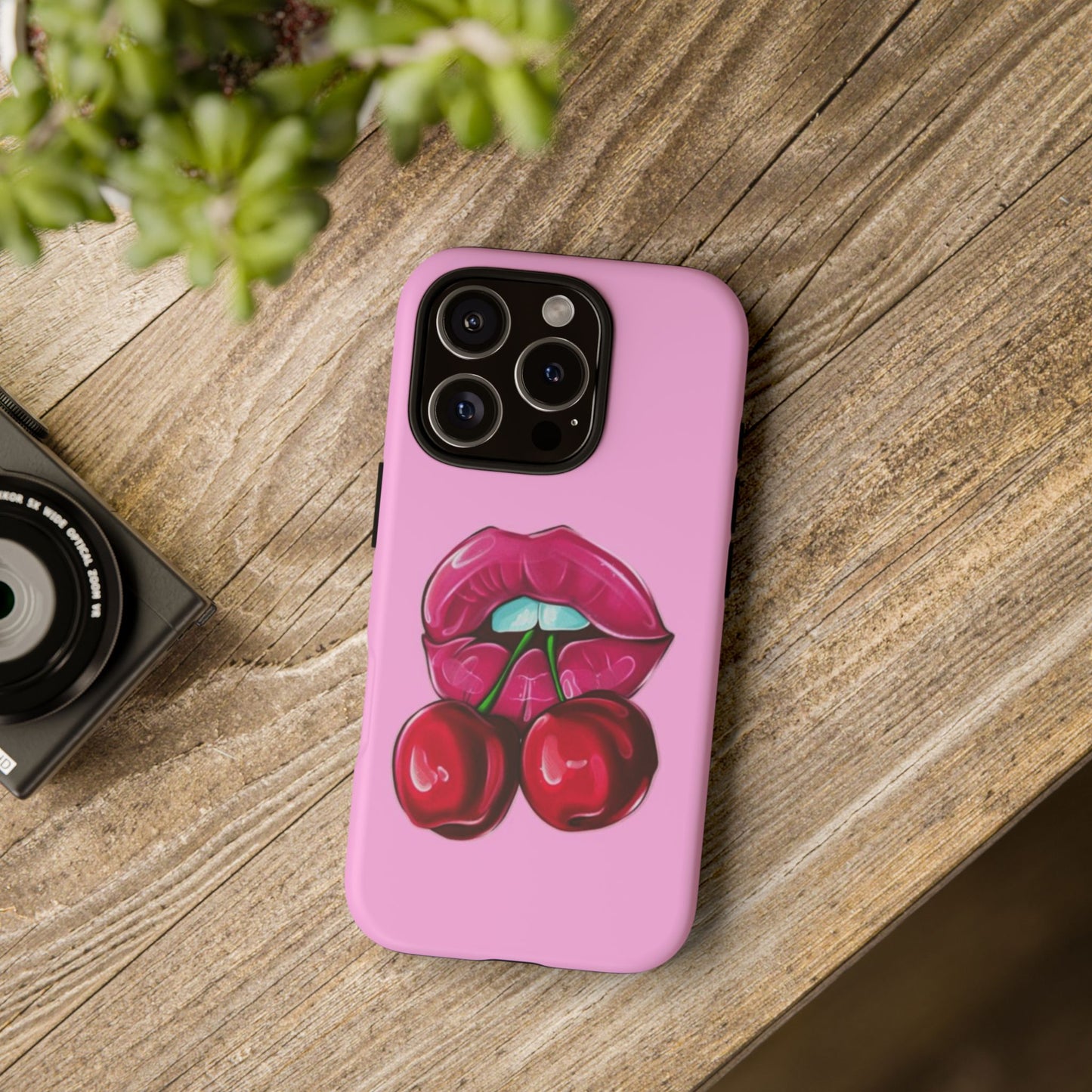 Stylish Phone Case with Cherry Kiss Design, Cute Gift for Her, Trendy Mobile Accessory, Perfect for Birthdays, Valentine's Day, Everyday Use