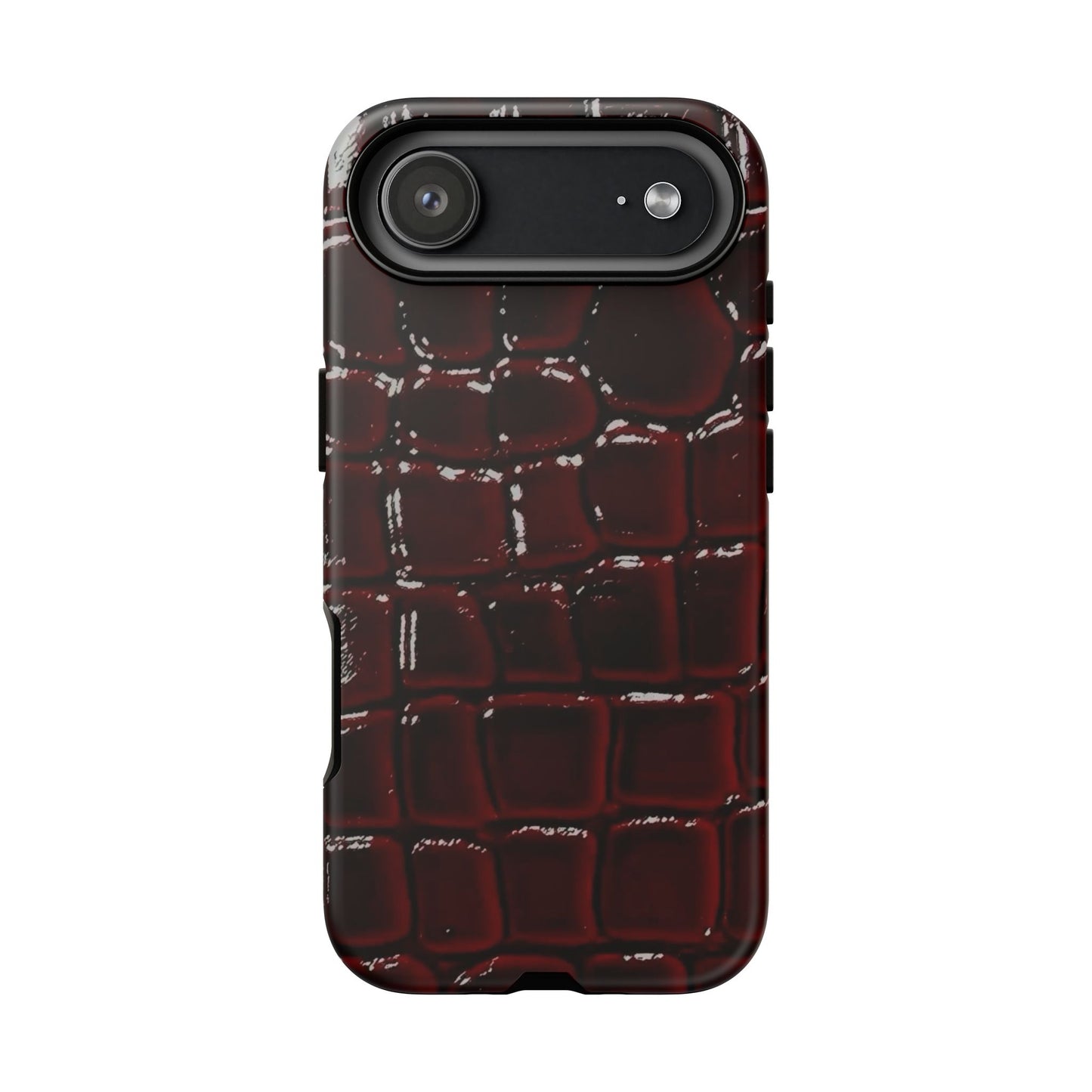 Croc Embossed Burgundy Tough Phone Case