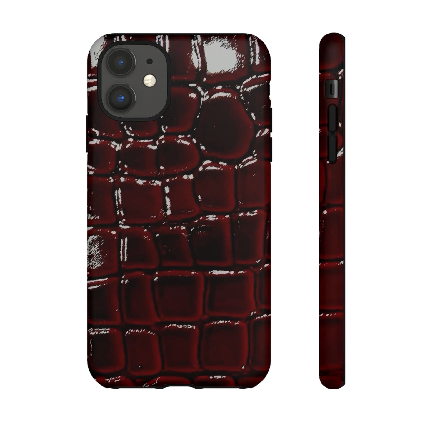 Croc Embossed Burgundy Tough Phone Case