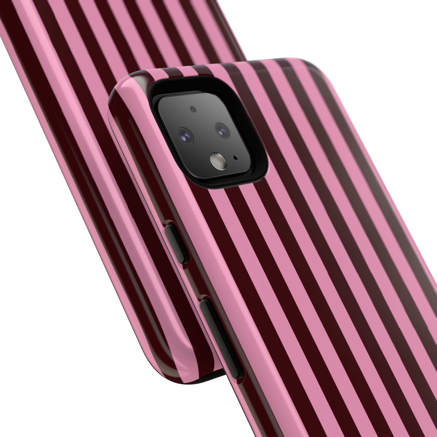 Striped Pink & Burgundy Tough Phone Case — Durable Vertical Stripe Protection
