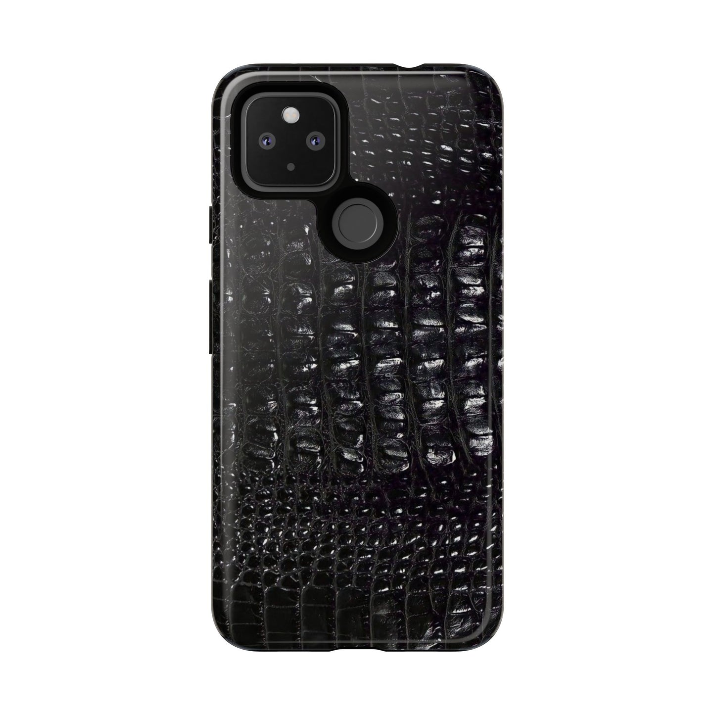 Black Croc Texture Tough Phone Case — Rugged Protective iPhone Cover