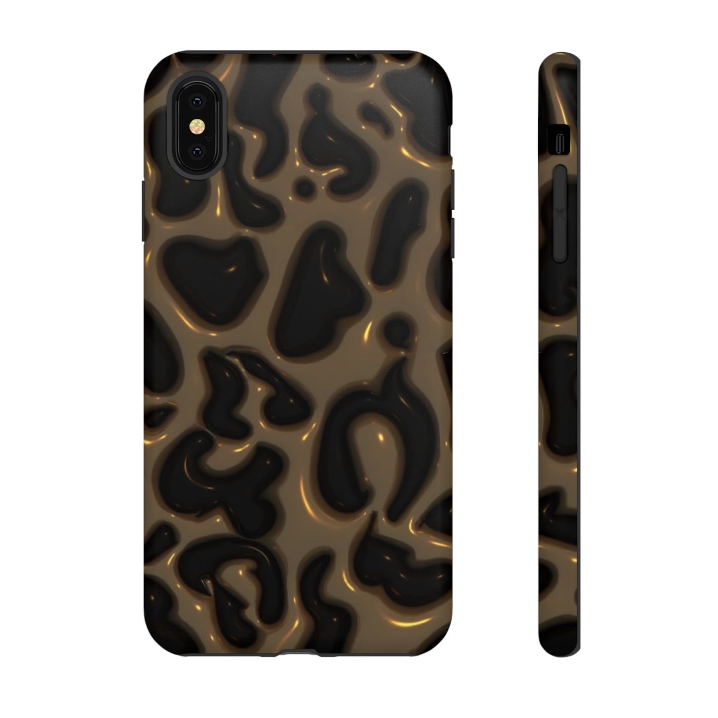 Leopard Gloss Tough Phone Case — Durable Protective iPhone Cover with Glossy Brown Animal Print