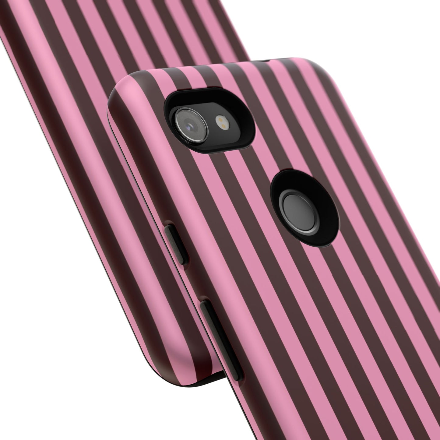 Striped Pink & Burgundy Tough Phone Case — Durable Vertical Stripe Protection