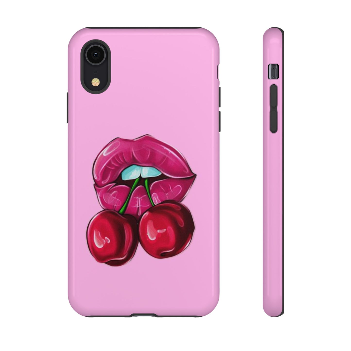Stylish Phone Case with Cherry Kiss Design, Cute Gift for Her, Trendy Mobile Accessory, Perfect for Birthdays, Valentine's Day, Everyday Use