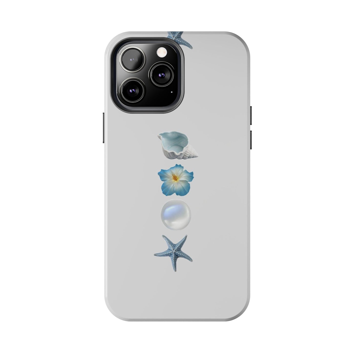 Ocean-Inspired Tough Phone Cases - Coastal Design with Shells and Pearls