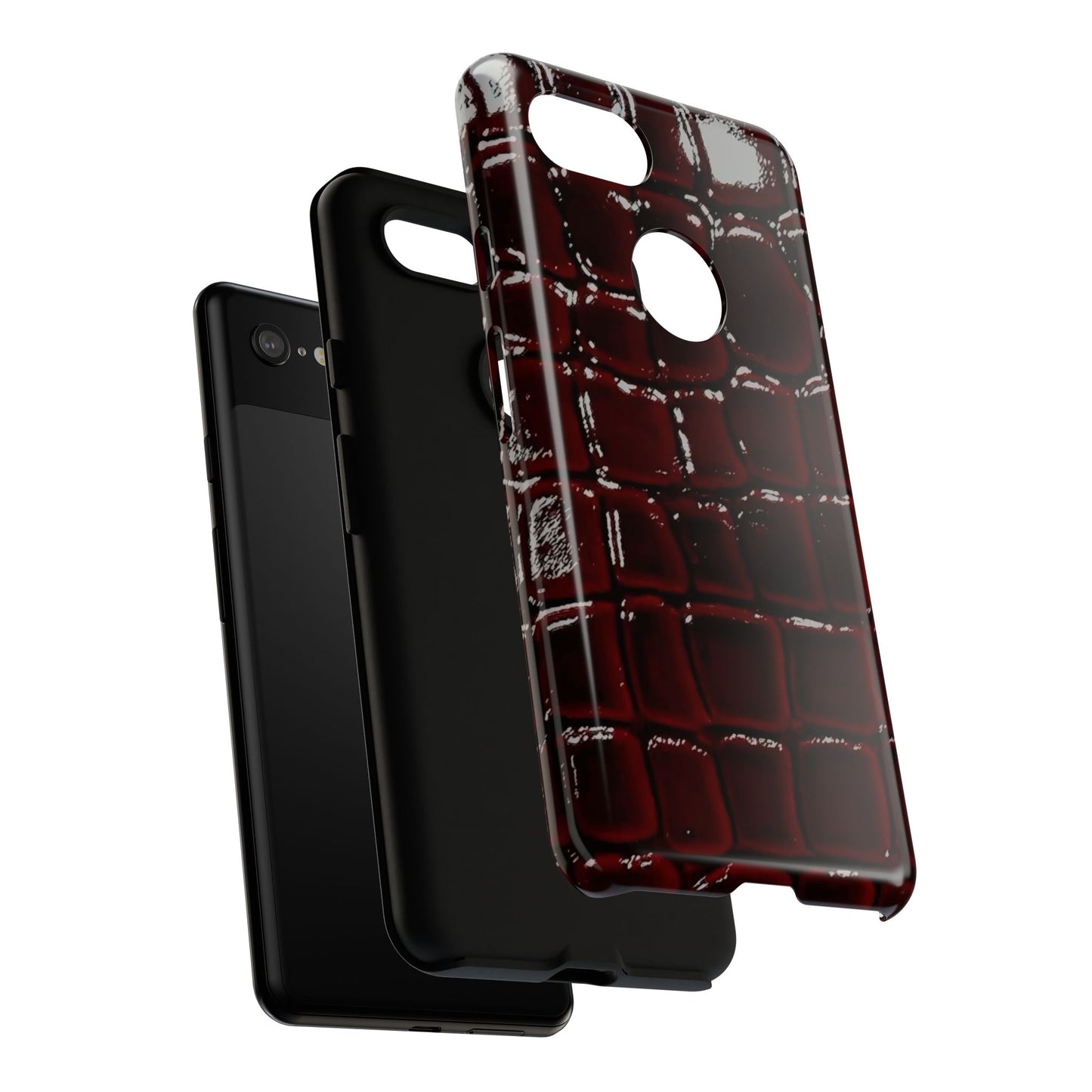 Croc Embossed Burgundy Tough Phone Case