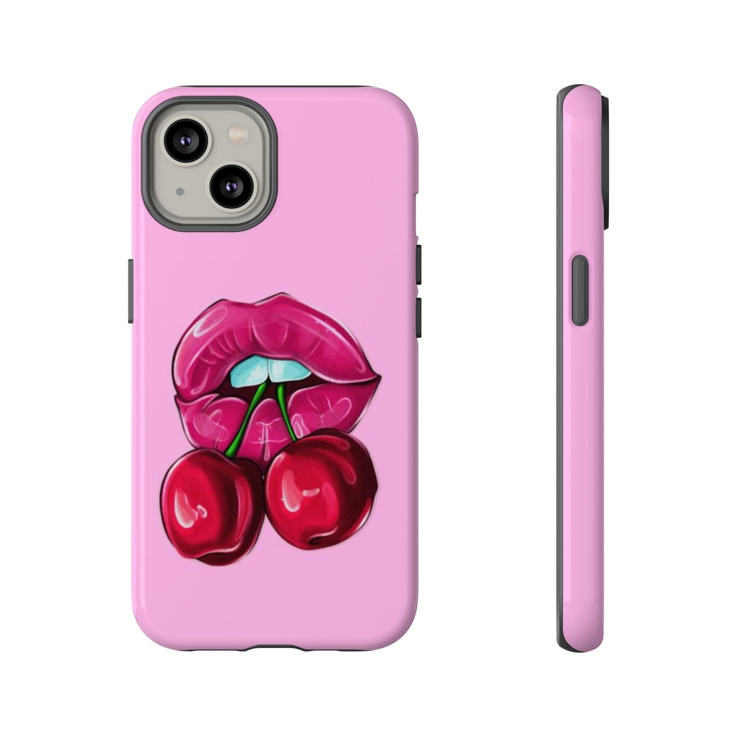 Stylish Phone Case with Cherry Kiss Design, Cute Gift for Her, Trendy Mobile Accessory, Perfect for Birthdays, Valentine's Day, Everyday Use