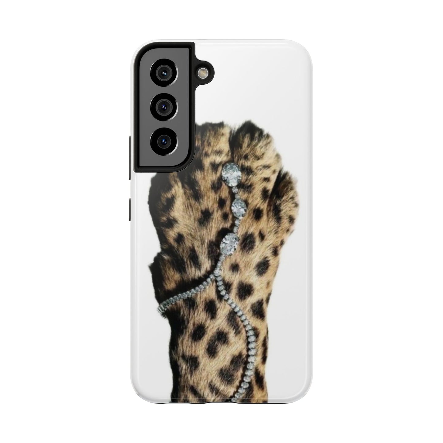 Stylish Leopard Print Tough Phone Case with Diamond Accessories