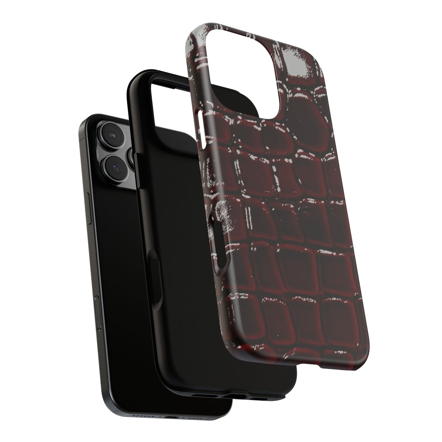 Croc Embossed Burgundy Tough Phone Case