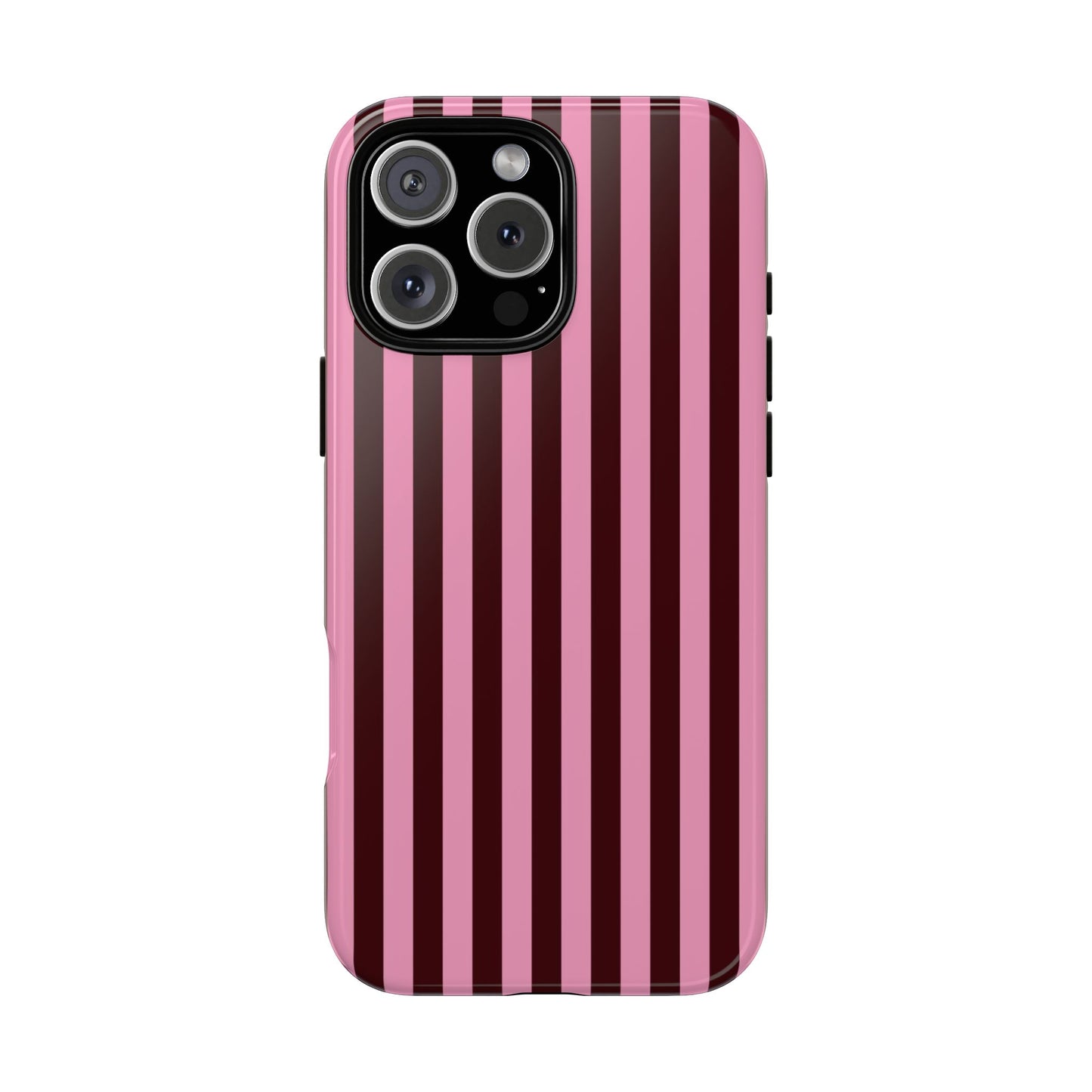 Striped Pink & Burgundy Tough Phone Case — Durable Vertical Stripe Protection