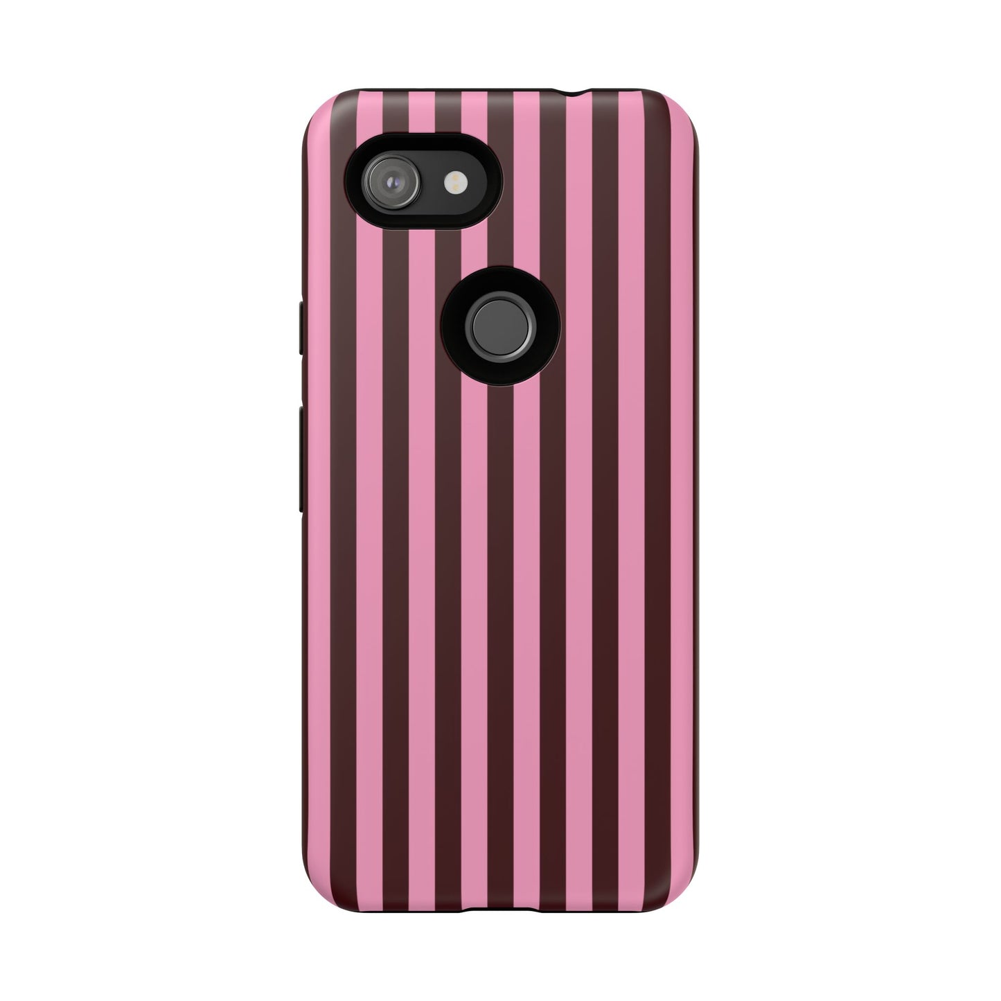 Striped Pink & Burgundy Tough Phone Case — Durable Vertical Stripe Protection