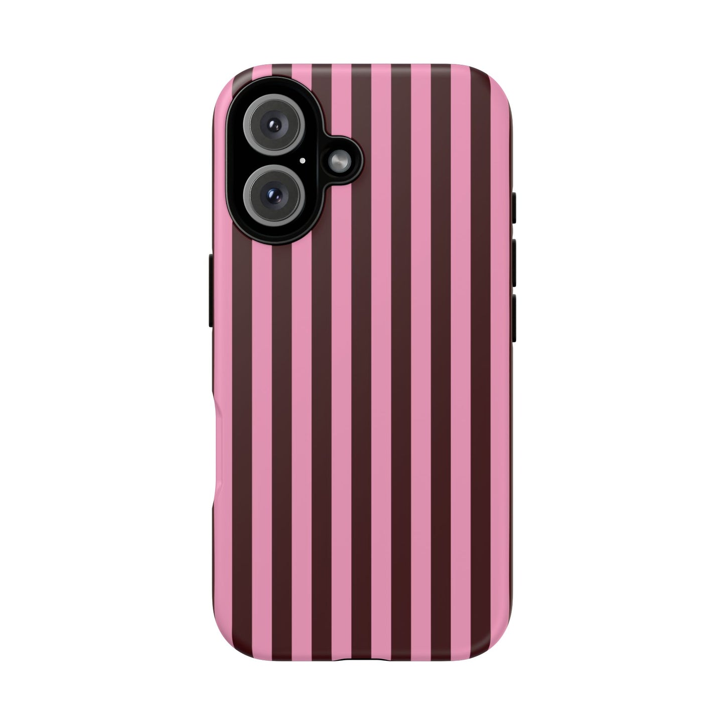 Striped Pink & Burgundy Tough Phone Case — Durable Vertical Stripe Protection