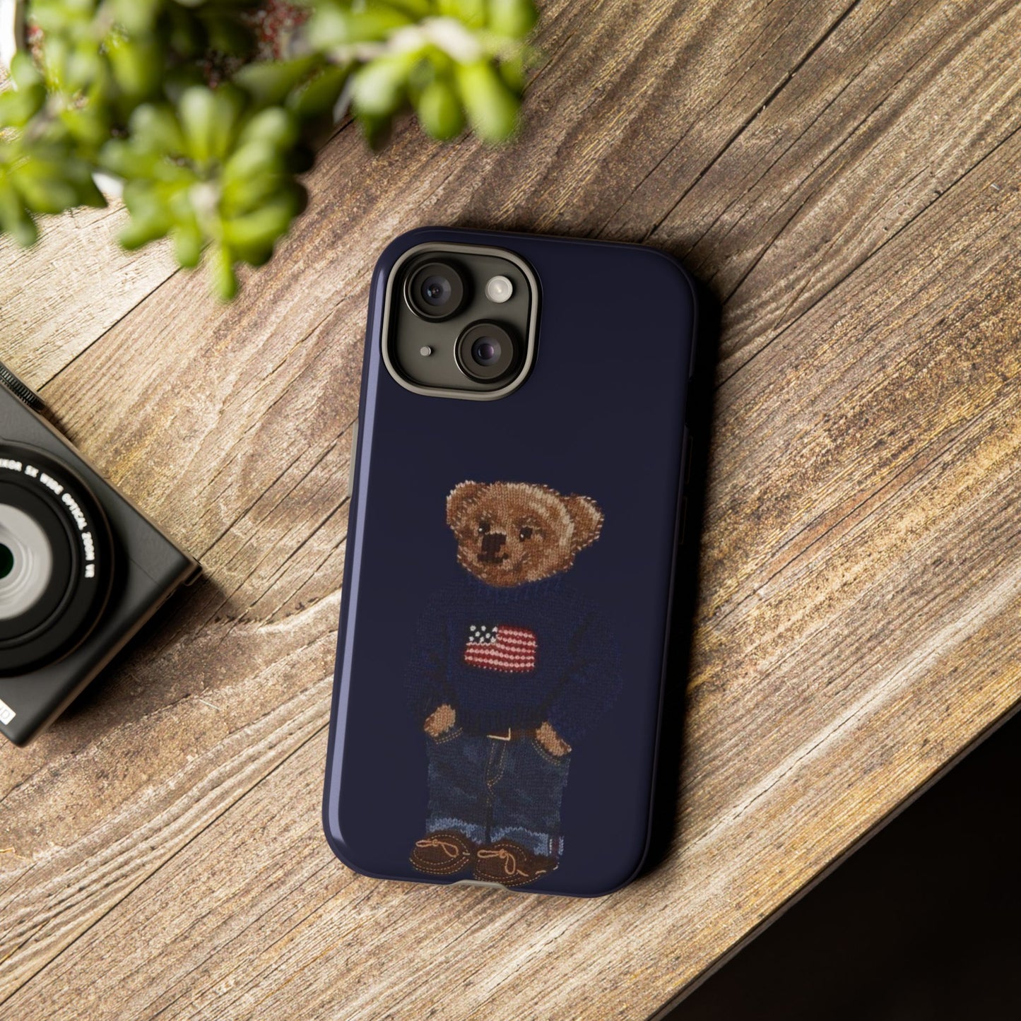 Patriotic Polo Bear Phone Case — Navy Protective Tough Case
