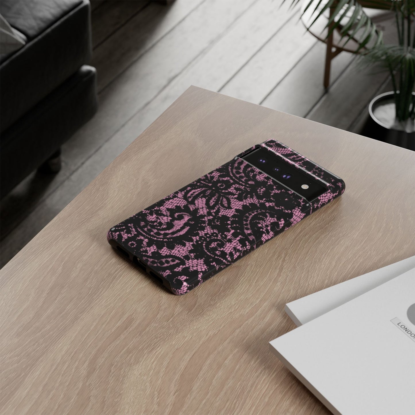 Phone Case — Pink Lace Floral Tough Protective Case