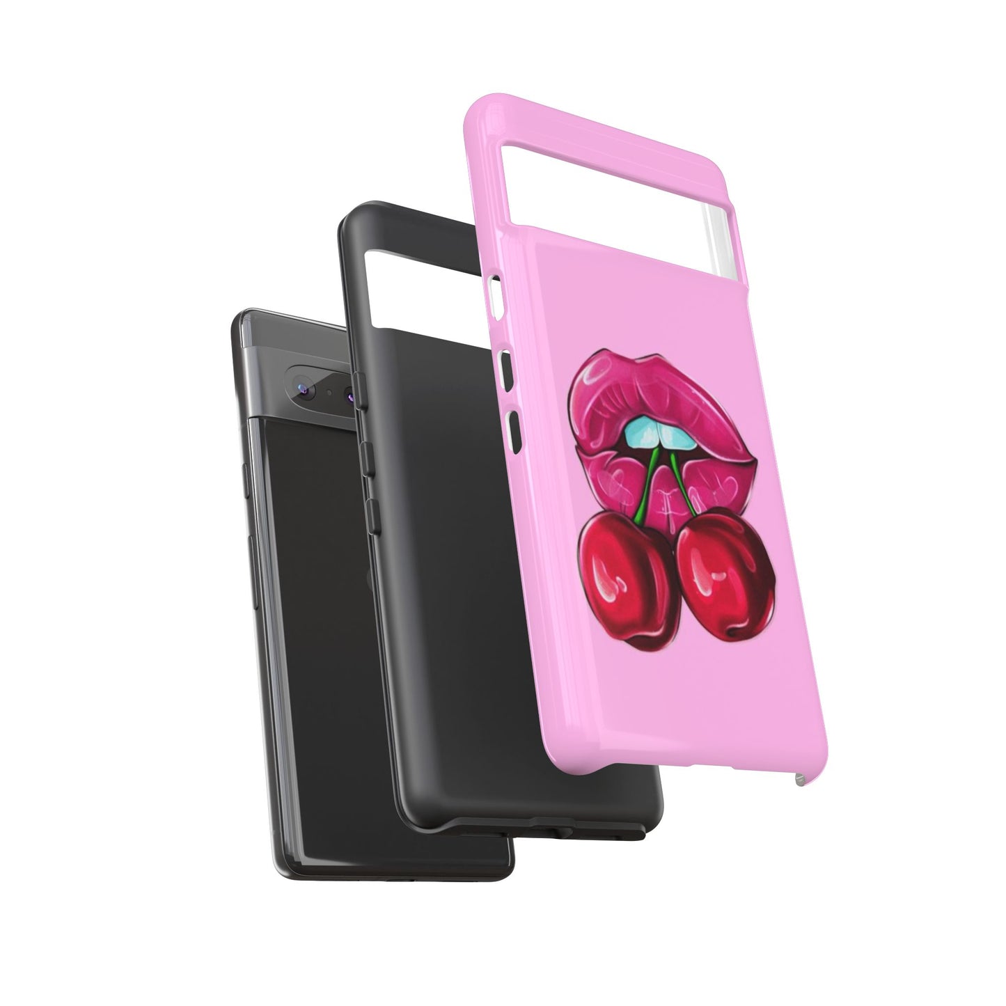 Stylish Phone Case with Cherry Kiss Design, Cute Gift for Her, Trendy Mobile Accessory, Perfect for Birthdays, Valentine's Day, Everyday Use