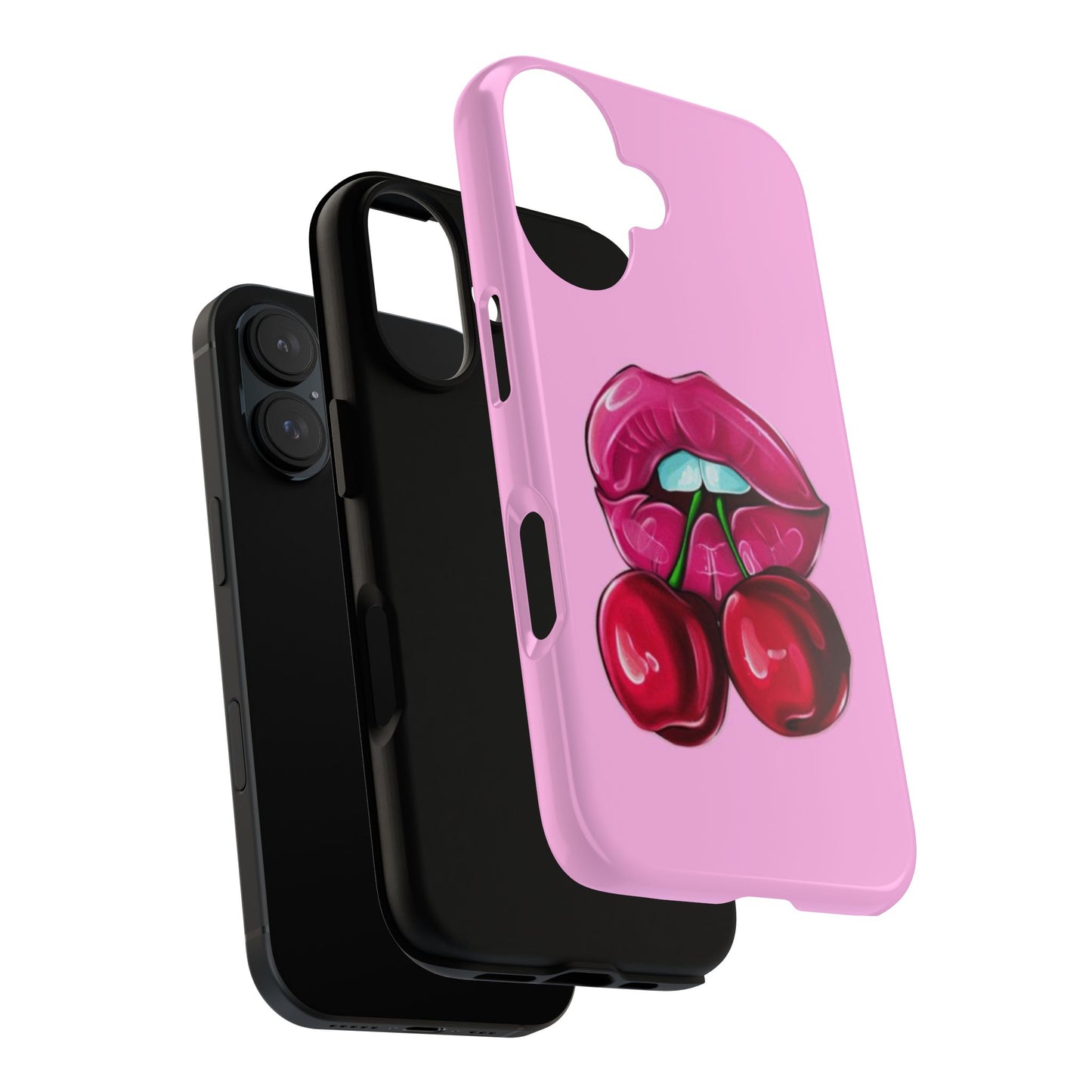 Stylish Phone Case with Cherry Kiss Design, Cute Gift for Her, Trendy Mobile Accessory, Perfect for Birthdays, Valentine's Day, Everyday Use