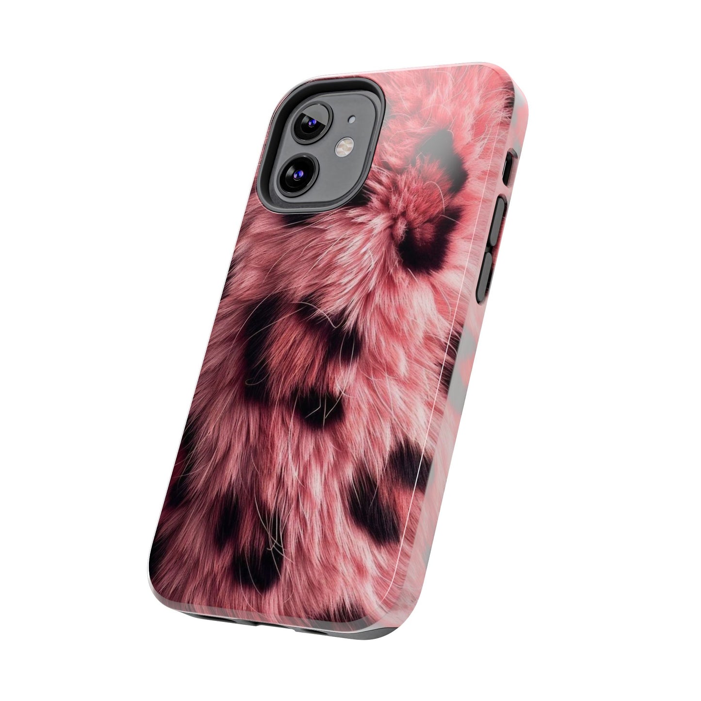 Faux Fur Tough Phone Case - Pink Leopard Print