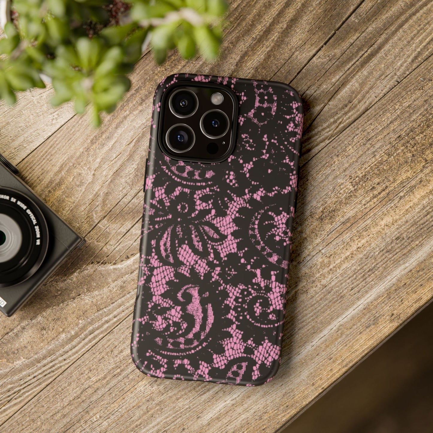 Phone Case — Pink Lace Floral Tough Protective Case