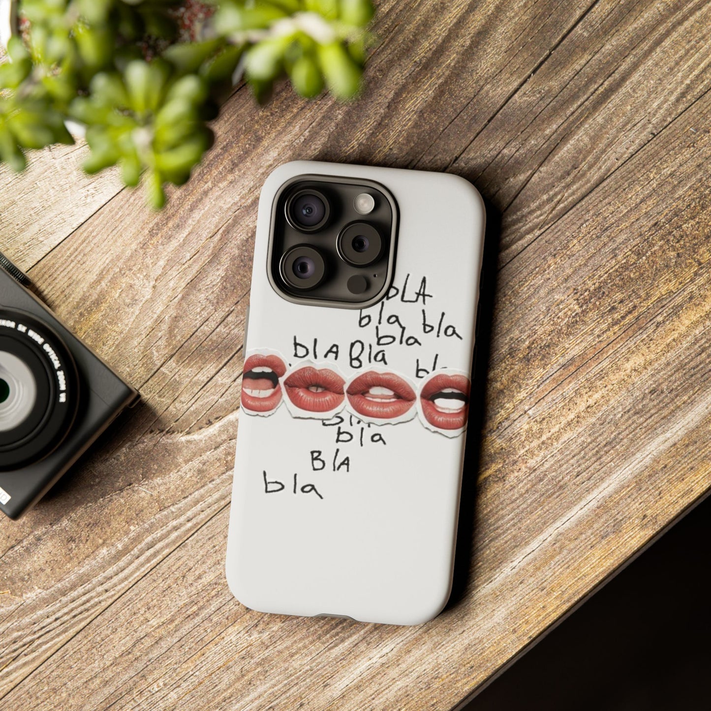 Playful Phone Case with Lips Design - Tough Cases