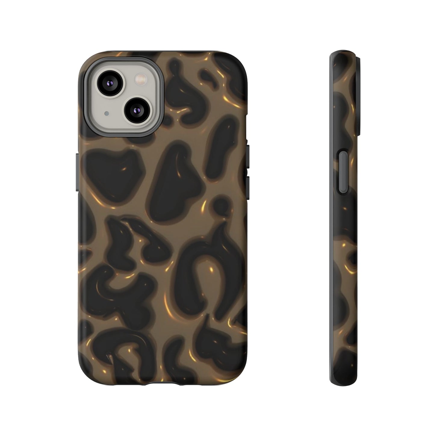 Leopard Gloss Tough Phone Case — Durable Protective iPhone Cover with Glossy Brown Animal Print