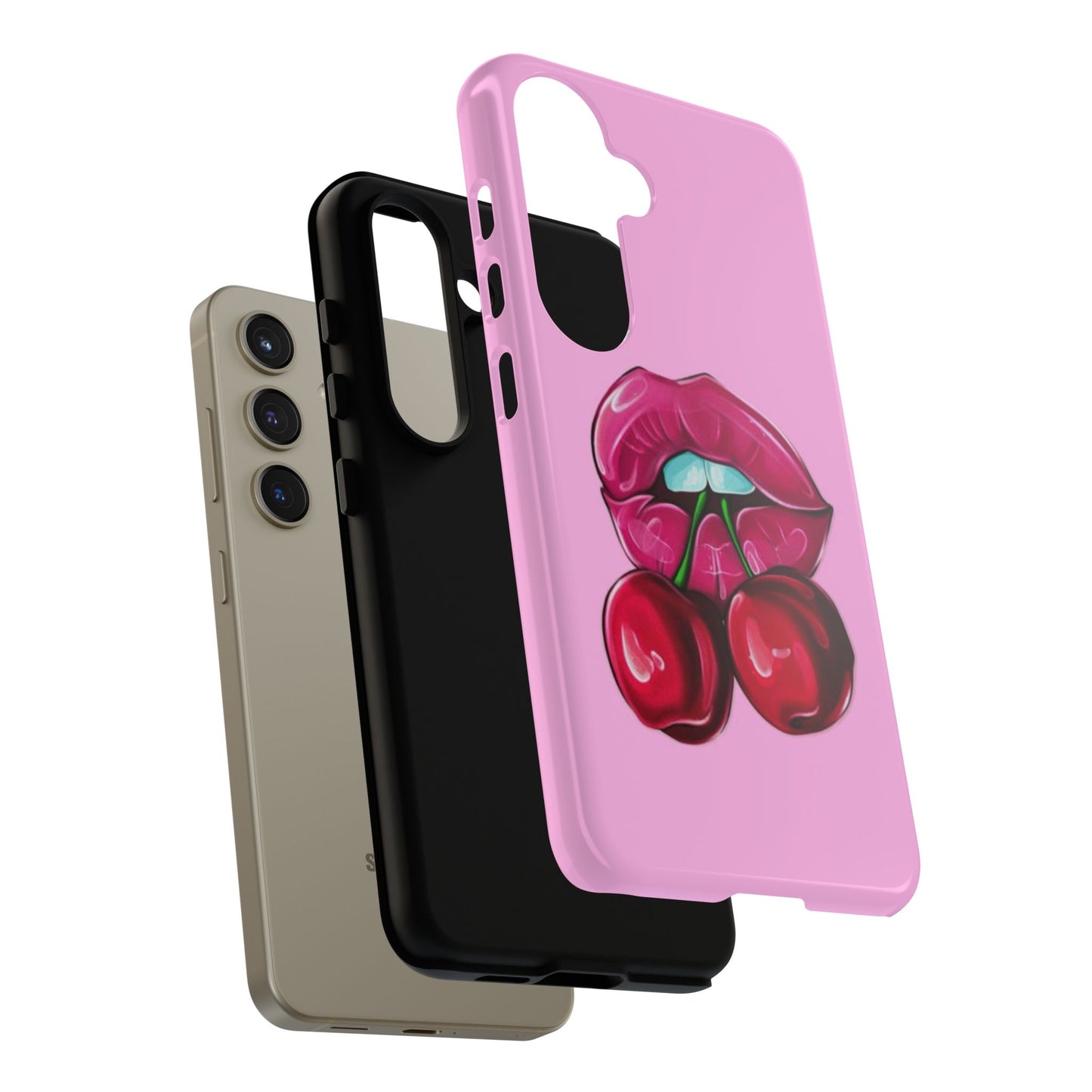 Stylish Phone Case with Cherry Kiss Design, Cute Gift for Her, Trendy Mobile Accessory, Perfect for Birthdays, Valentine's Day, Everyday Use