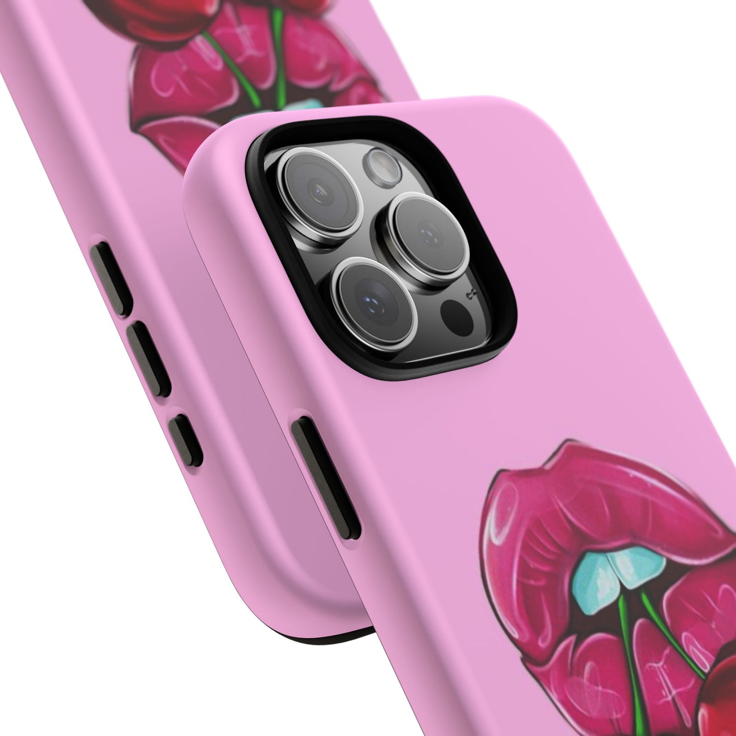 Stylish Phone Case with Cherry Kiss Design, Cute Gift for Her, Trendy Mobile Accessory, Perfect for Birthdays, Valentine's Day, Everyday Use