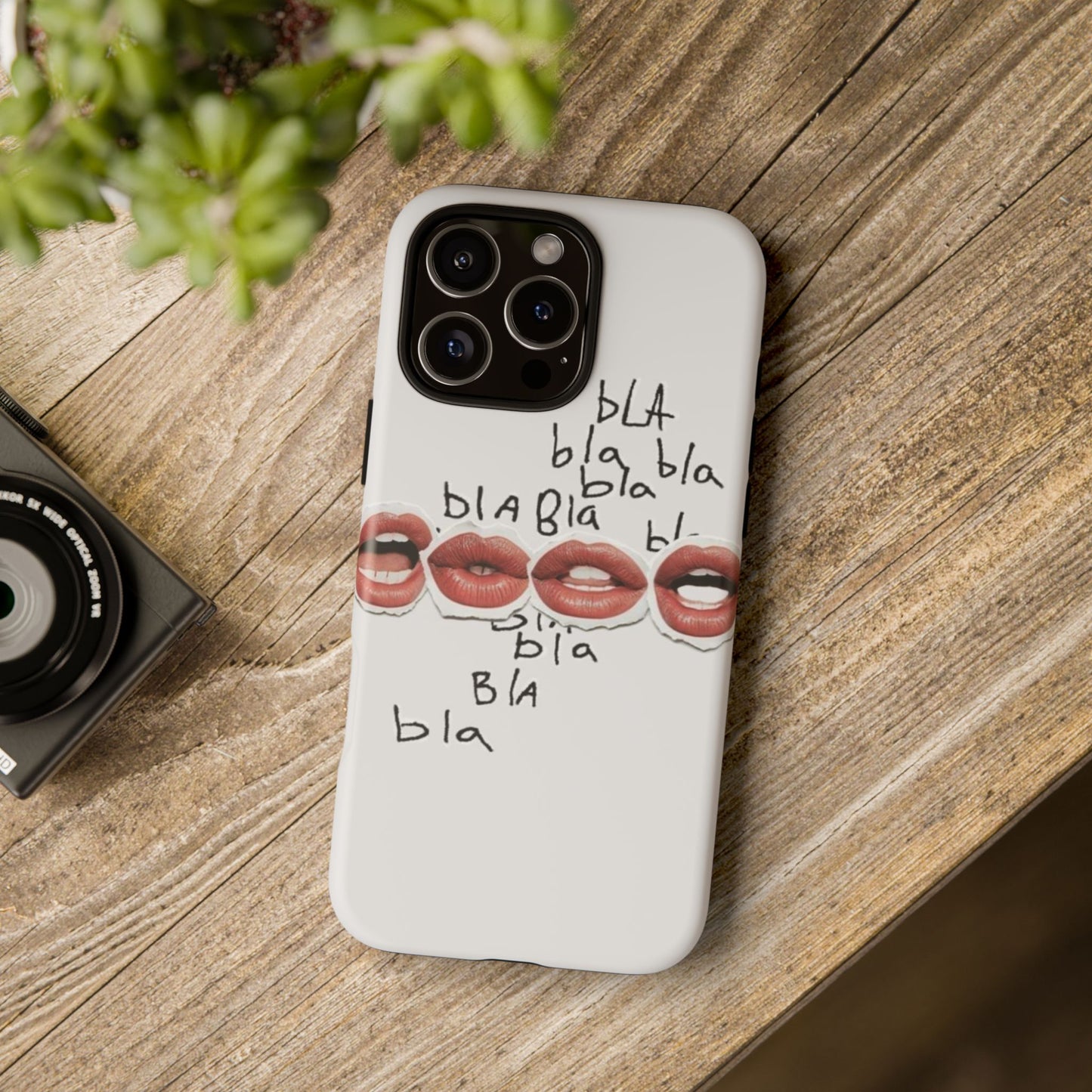 Playful Phone Case with Lips Design - Tough Cases