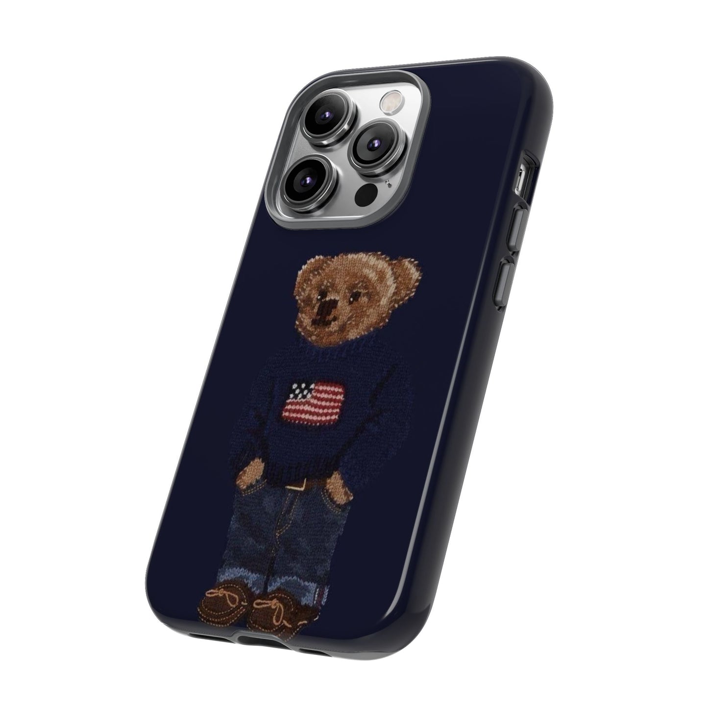 Patriotic Polo Bear Phone Case — Navy Protective Tough Case