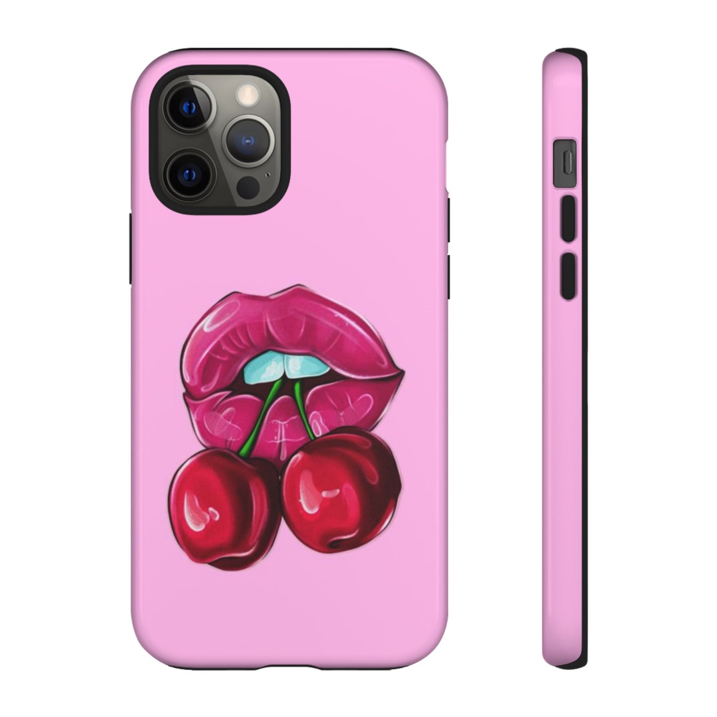 Stylish Phone Case with Cherry Kiss Design, Cute Gift for Her, Trendy Mobile Accessory, Perfect for Birthdays, Valentine's Day, Everyday Use