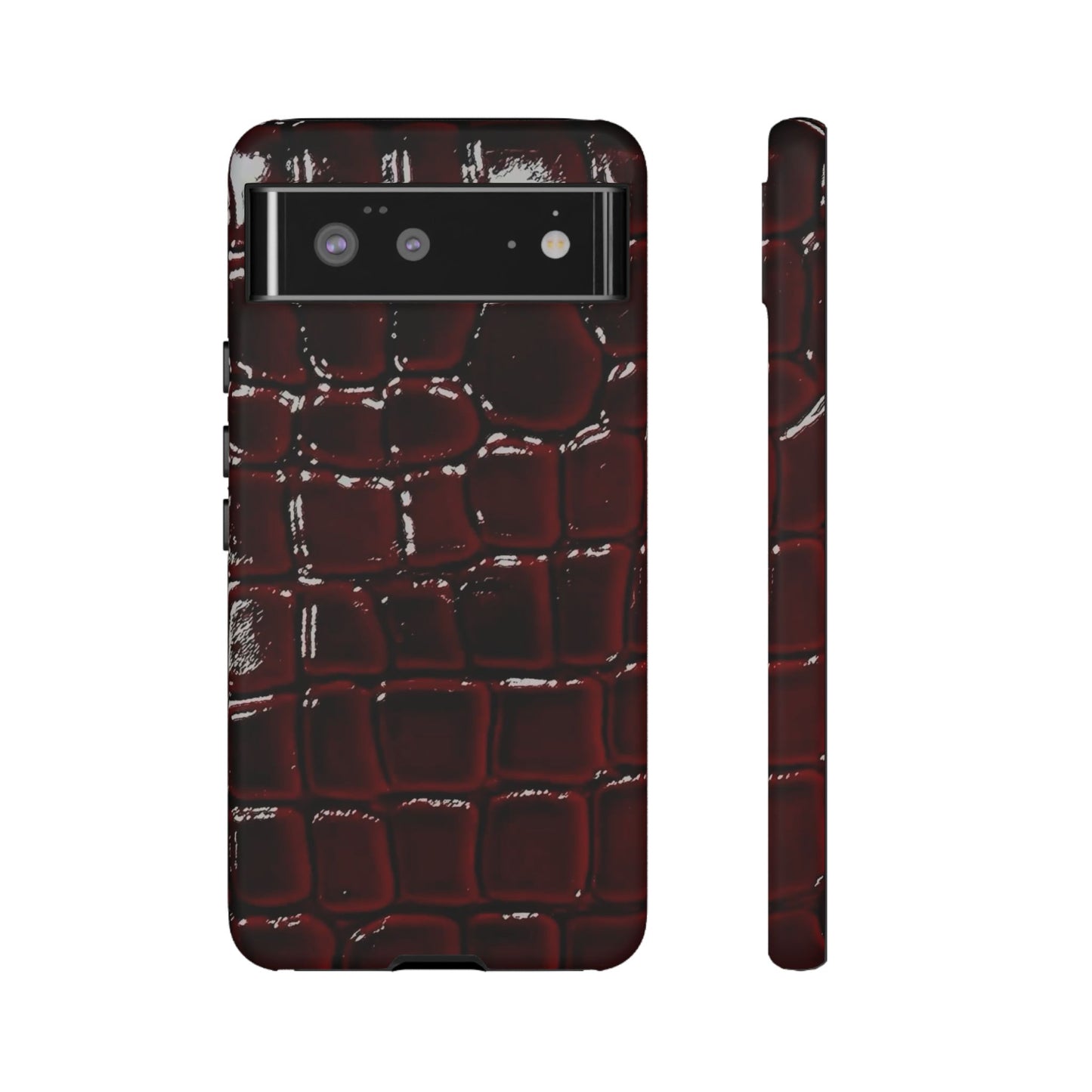 Croc Embossed Burgundy Tough Phone Case