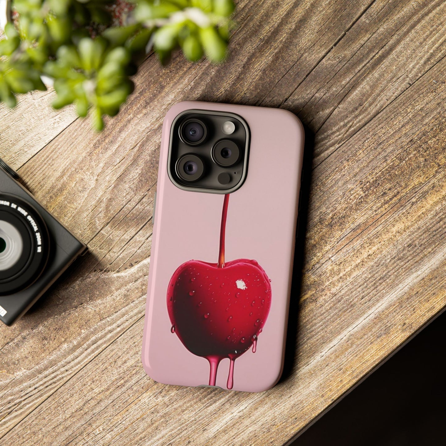 Cherry Drip Phone Case, Tough Phone Cover, Cute Cherry Accessory, Trendy Mobile Case, Kawaii Phone Case, Gift for Her