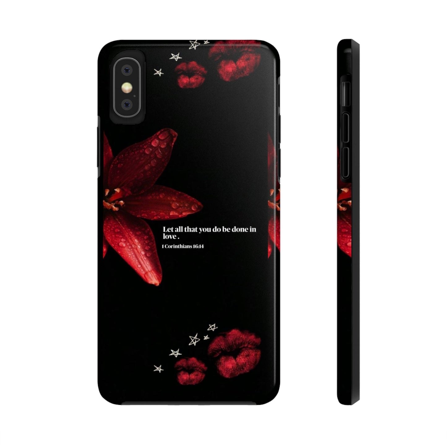 Tough Phone Case with Inspirational Quote and Floral Design