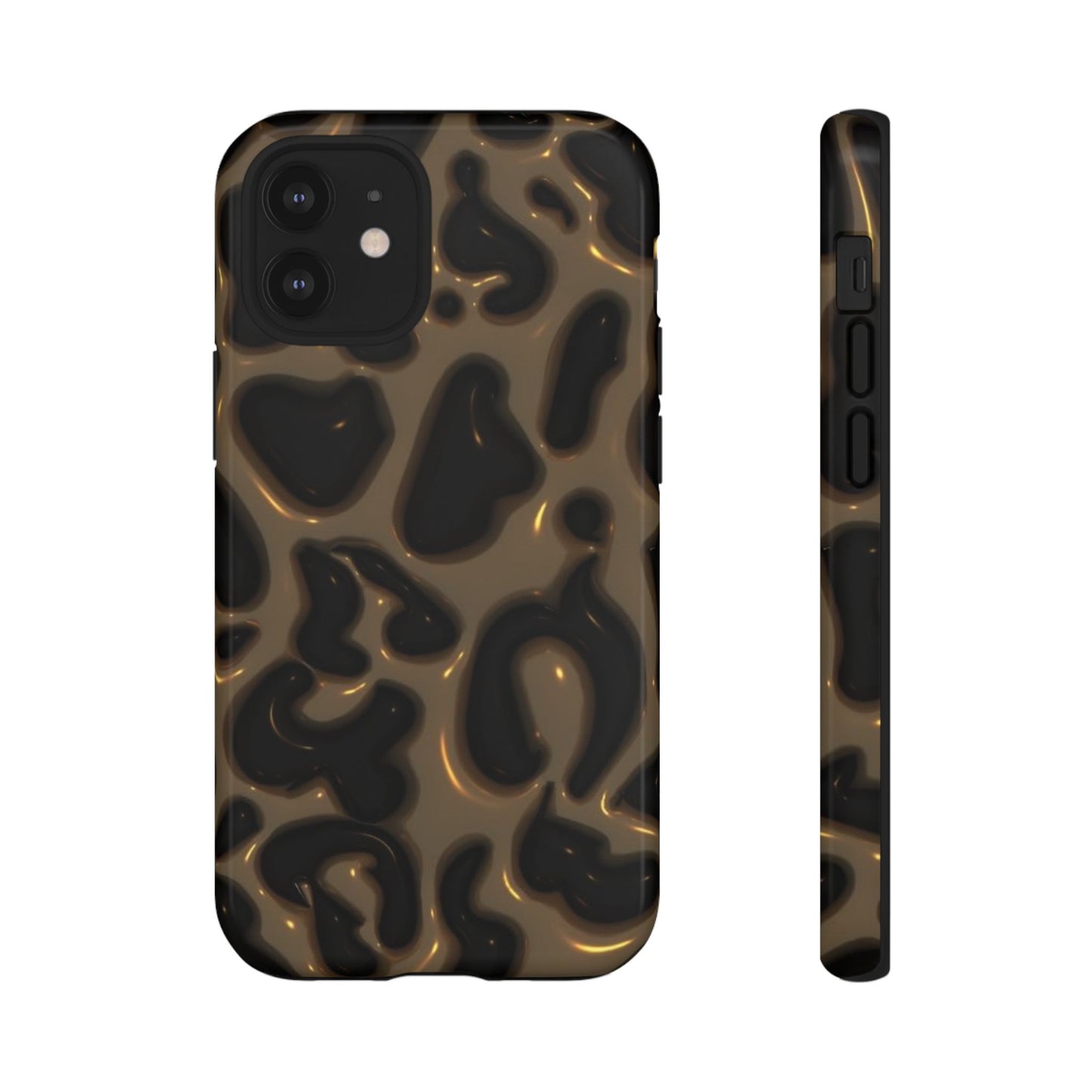 Leopard Gloss Tough Phone Case — Durable Protective iPhone Cover with Glossy Brown Animal Print