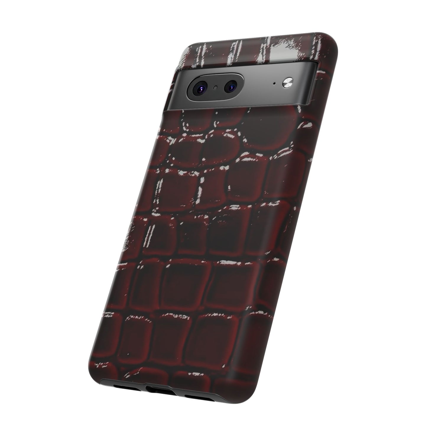 Croc Embossed Burgundy Tough Phone Case