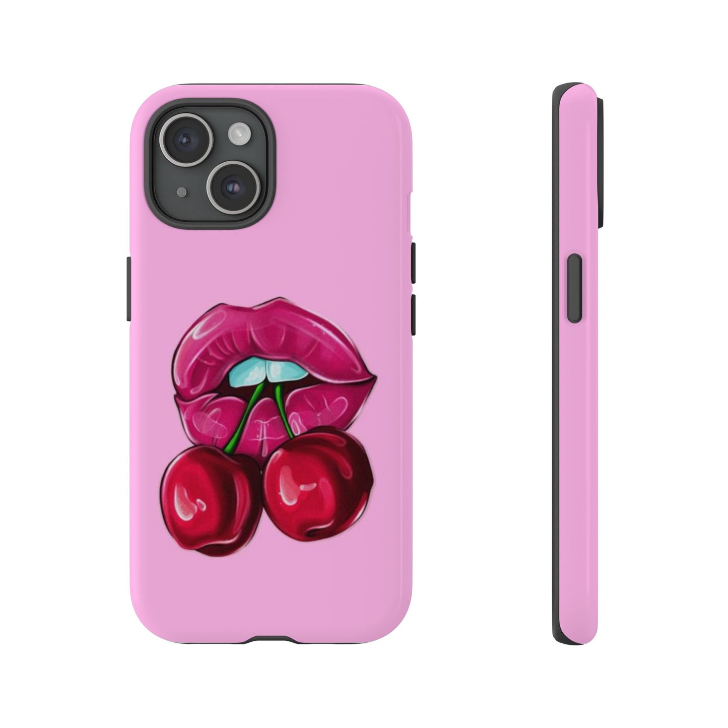 Stylish Phone Case with Cherry Kiss Design, Cute Gift for Her, Trendy Mobile Accessory, Perfect for Birthdays, Valentine's Day, Everyday Use