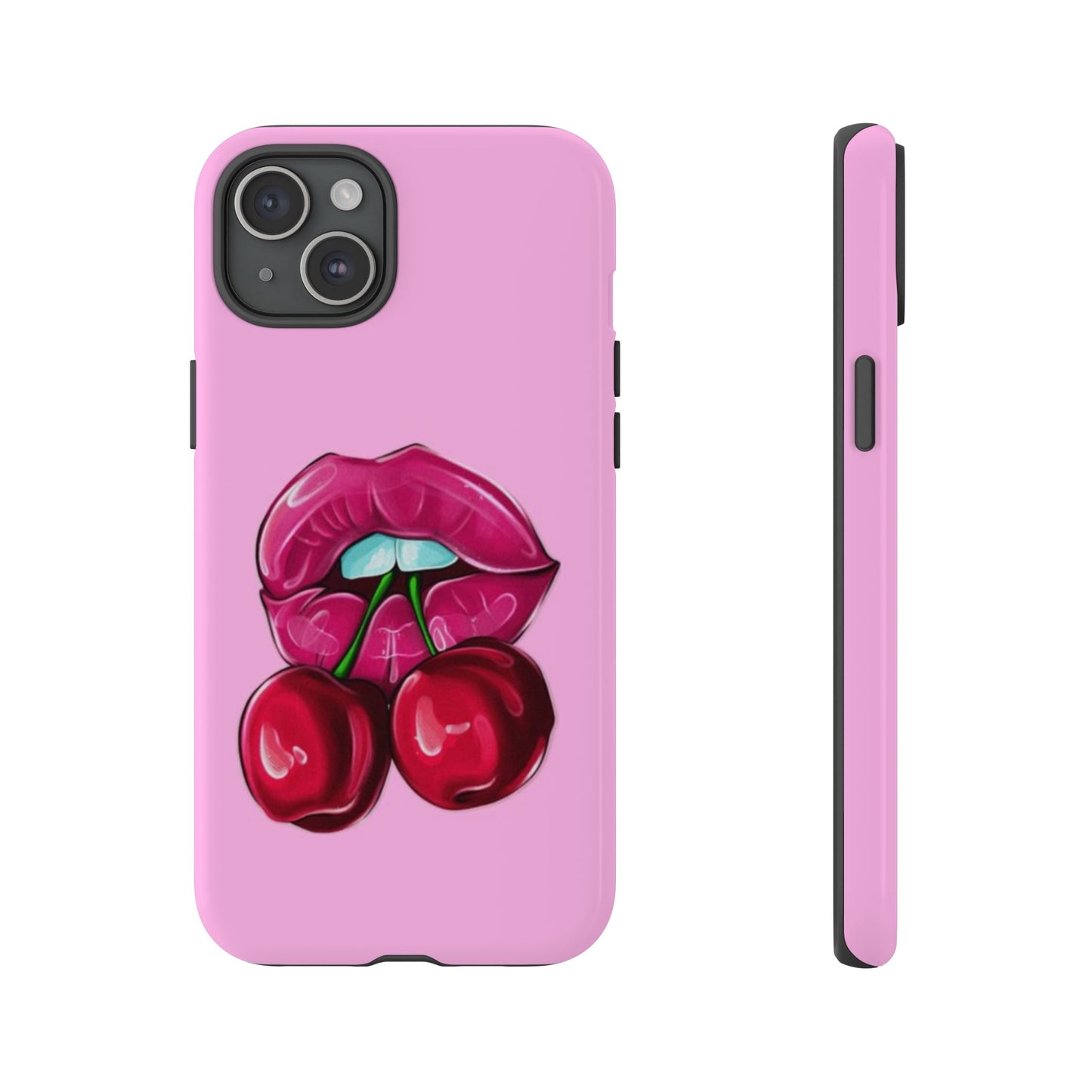 Stylish Phone Case with Cherry Kiss Design, Cute Gift for Her, Trendy Mobile Accessory, Perfect for Birthdays, Valentine's Day, Everyday Use