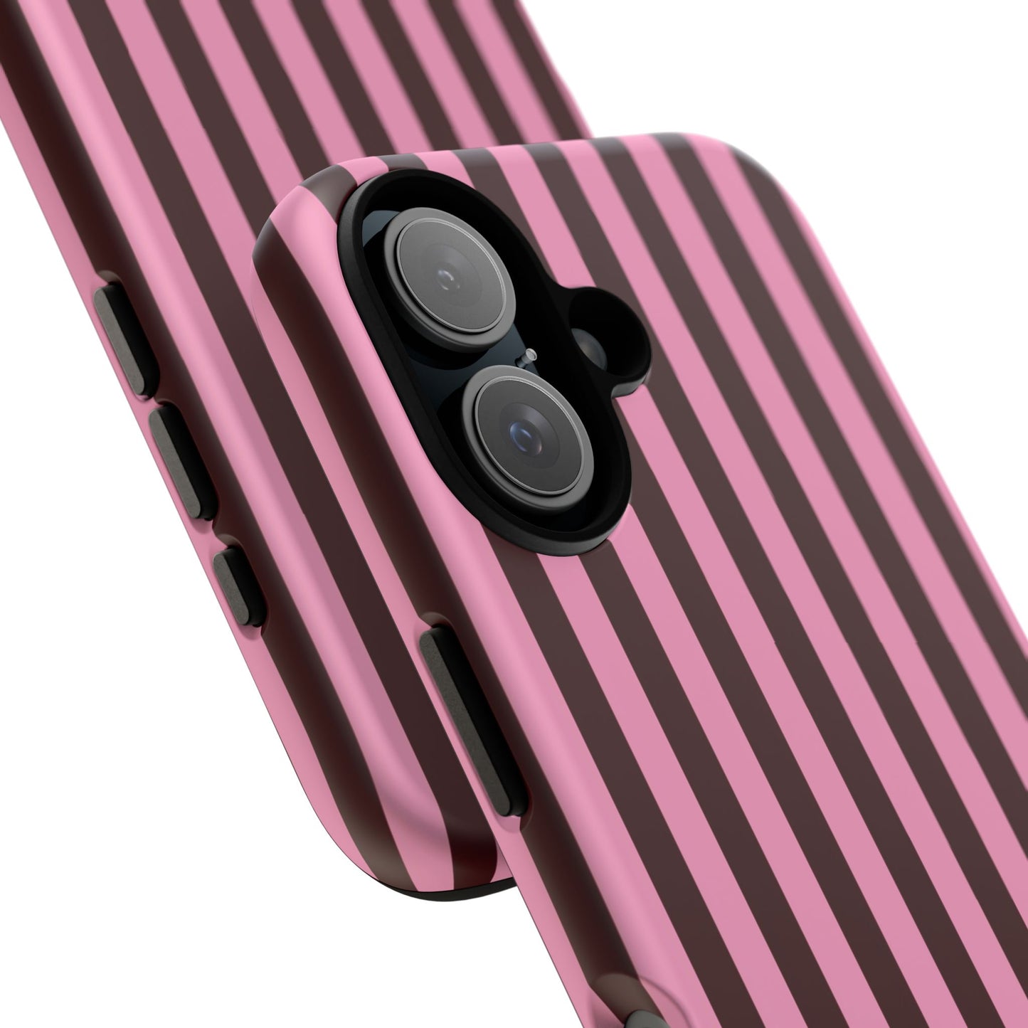 Striped Pink & Burgundy Tough Phone Case — Durable Vertical Stripe Protection