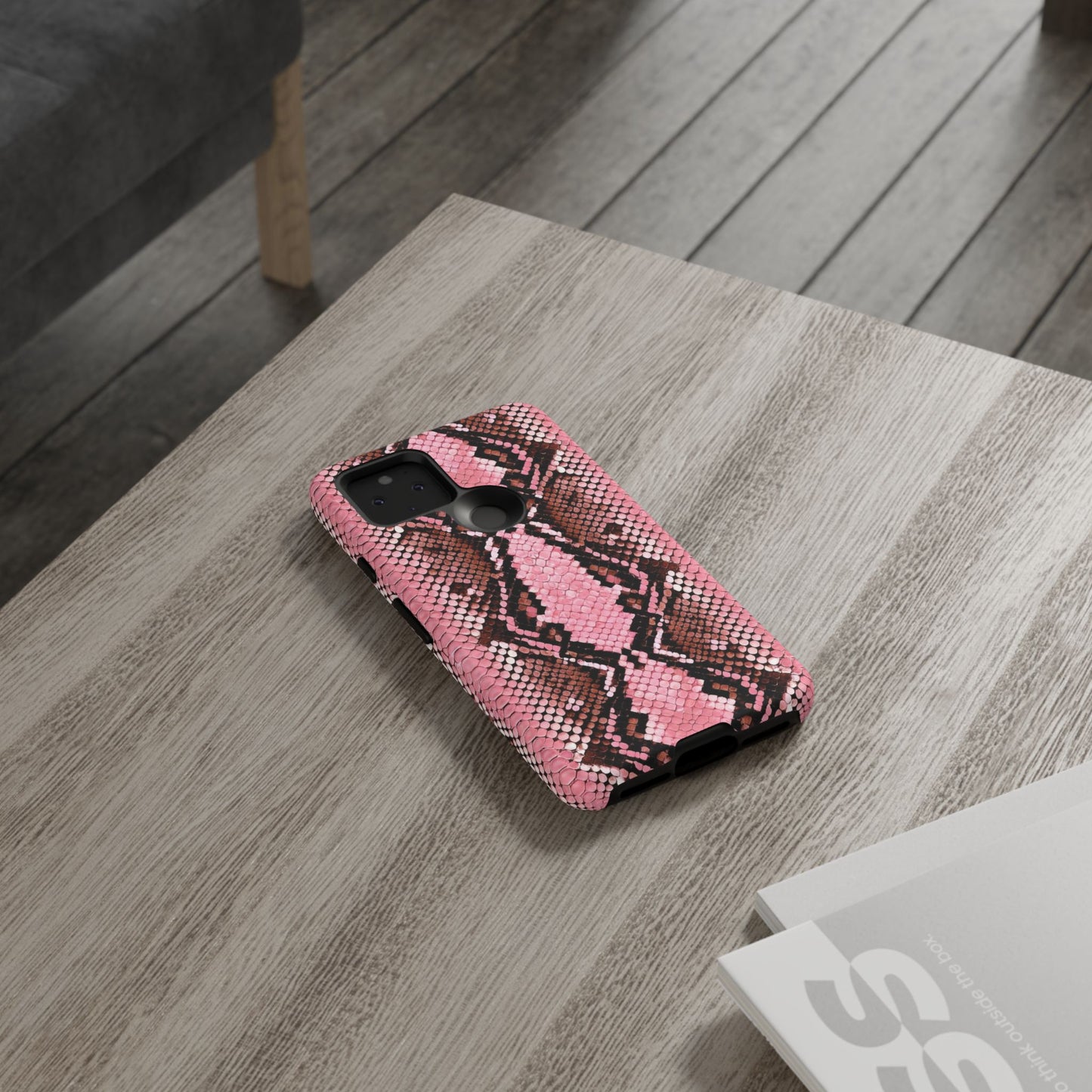 Pink Snake Skin Tough Phone Case — Protective Stylish iPhone Cover