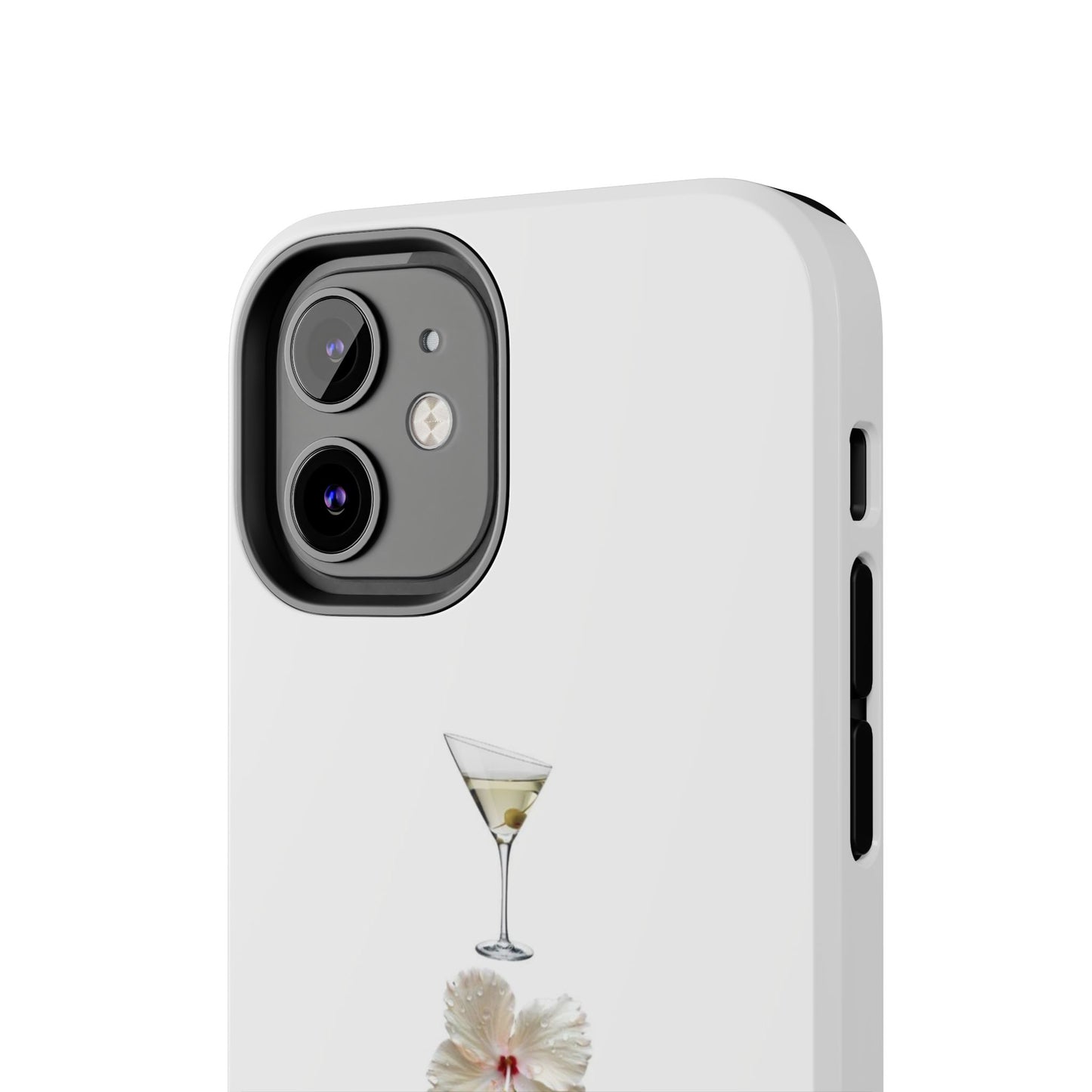 Elegant Nature-Inspired Tough Phone Case with Martini, Flower, Butterfly, and Leopard Design