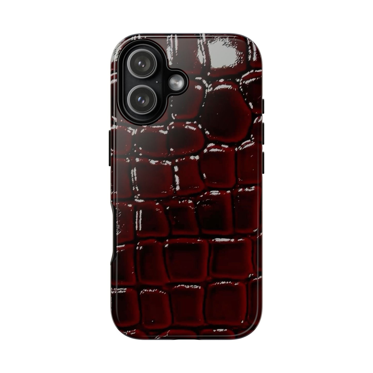 Croc Embossed Burgundy Tough Phone Case