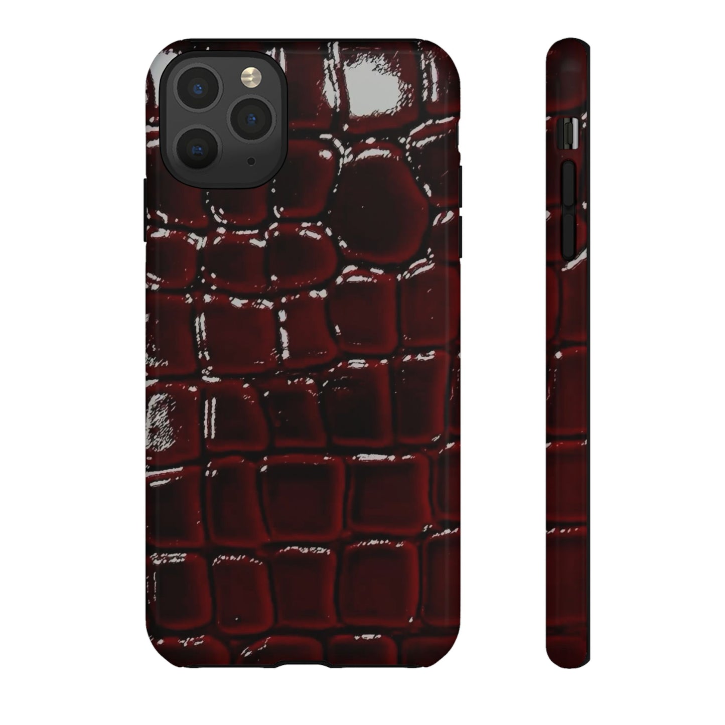 Croc Embossed Burgundy Tough Phone Case