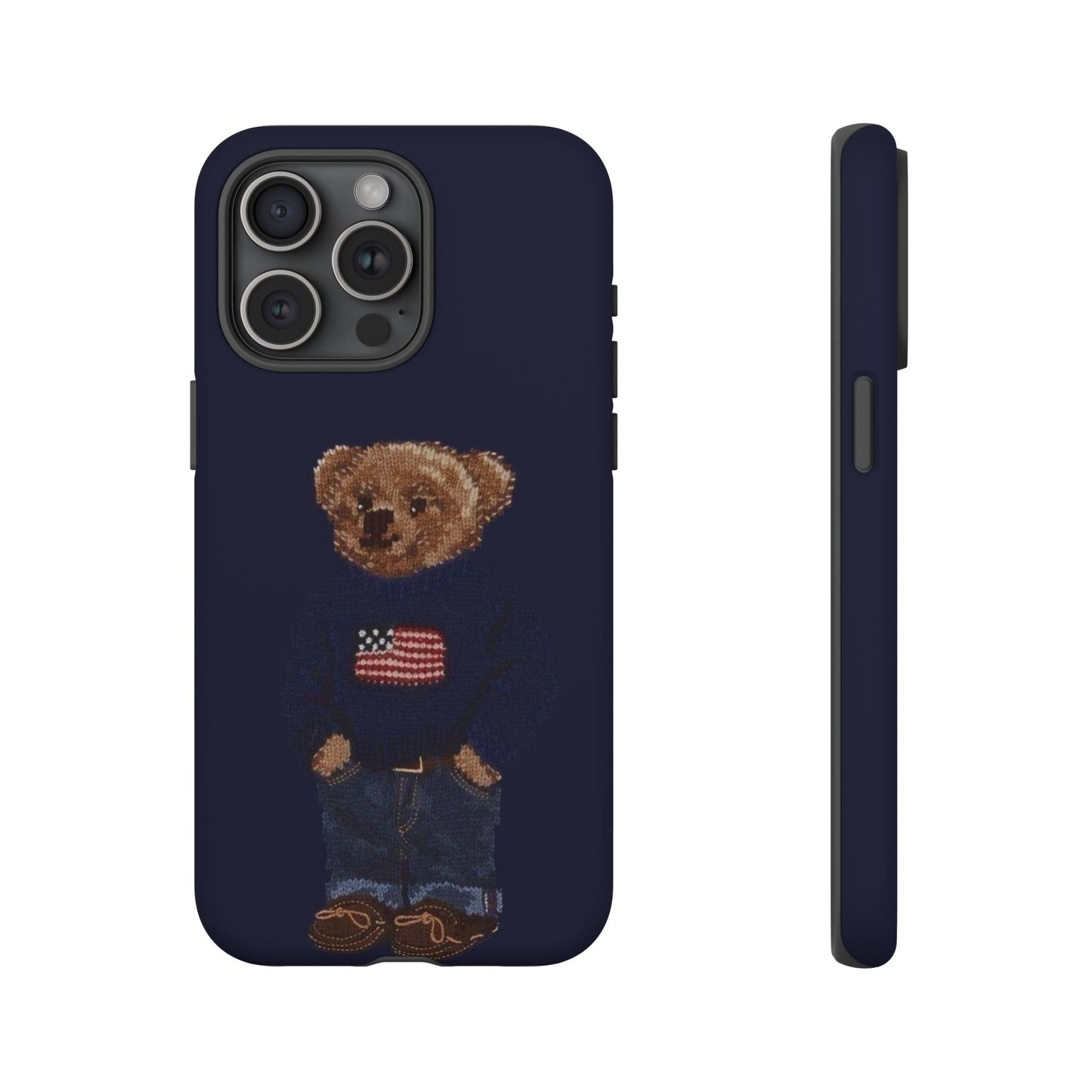 Patriotic Polo Bear Phone Case — Navy Protective Tough Case