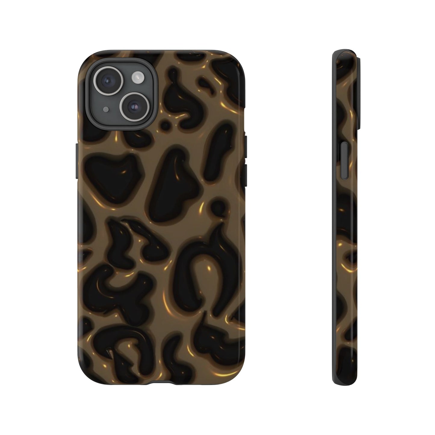 Leopard Gloss Tough Phone Case — Durable Protective iPhone Cover with Glossy Brown Animal Print