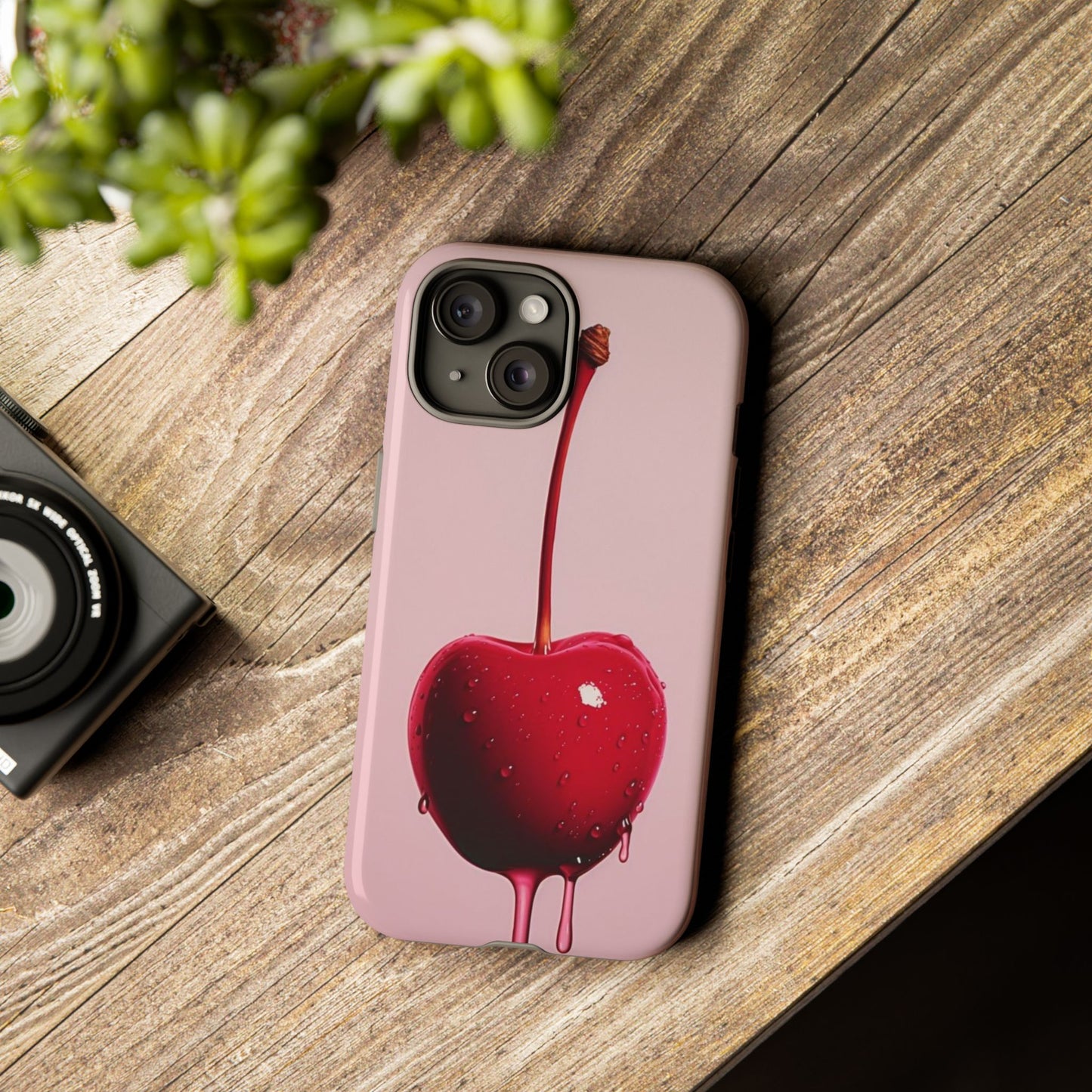 Cherry Drip Phone Case, Tough Phone Cover, Cute Cherry Accessory, Trendy Mobile Case, Kawaii Phone Case, Gift for Her
